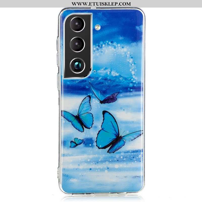 Etui do Samsung Galaxy S22 5G Fluorescencyjne Niebieskie Motyle